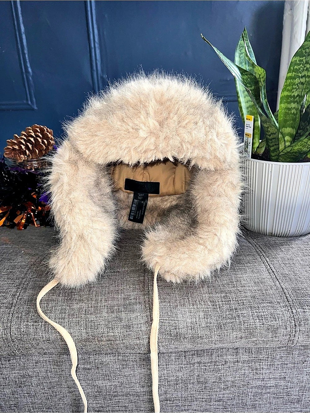 Zara Faux Fur Trapper Hat in Cream & Brown